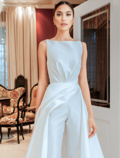 PD38 Classy satin Wedding jumpsuit with overskirt - Nirvanafourteen