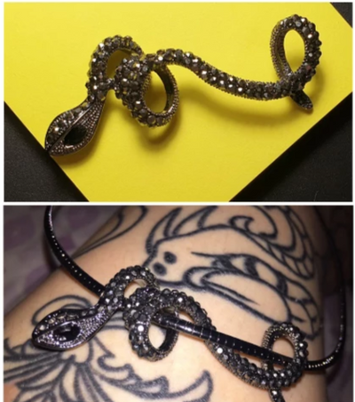 BJ94 Fashion Snake Choker Necklace (Black/Silver/Gold)