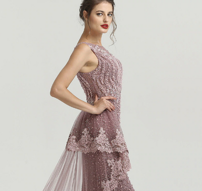 LG99 : 2 Styles Pearls beaded Evening Gowns