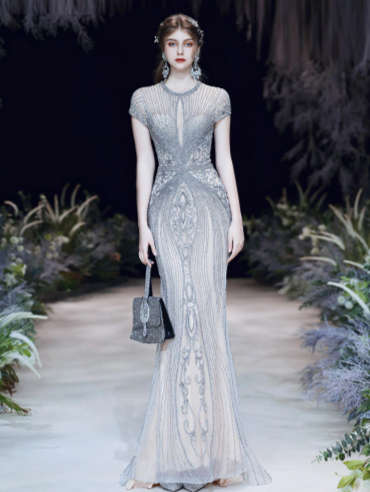 LG137 Glamorous full diamond Evening Gowns(5 Colors)