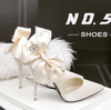BS113 Silk Satin Big Bow Bridal Heels (4 Colors)