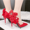BS113 Silk Satin Big Bow Bridal Heels (4 Colors)