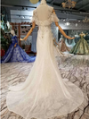 HW67 Luxury halter ruffle mermaid wedding dresses with detachable train