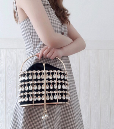 CB211 Rhinestone hollow out Party Clutch Purses (2 Colors)