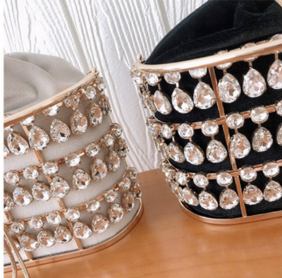 CB211 Rhinestone hollow out Party Clutch Purses (2 Colors)