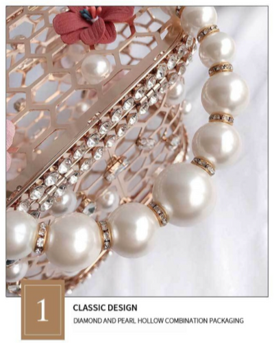 CB212 Flower Pearls hollow out Party Clutch Bags(2 Colors)