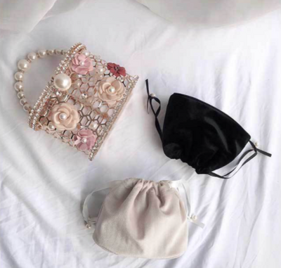 CB212 Flower Pearls hollow out Party Clutch Bags(2 Colors)