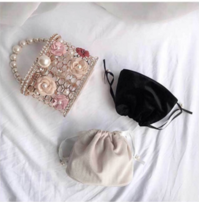 CB212 Flower Pearls hollow out Party Clutch Bags(2 Colors)