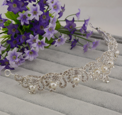 BJ229 Magnificent Pearl Rhinestone Bridal Tiaras