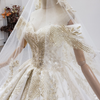 HW270 Real Photo Gold embroidery Satin Wedding Gown+Veil