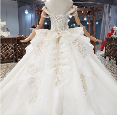 HW273 Real Photo : 2 styles Luxury crystal beaded Bridal Gowns