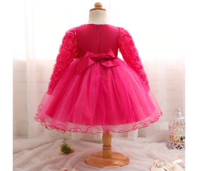 FG17 Long Sleeve lace toddler girl dresses ( 3 Colors)