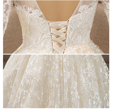 CW112 Real Picture long sleeves lace wedding Dress