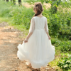 FG203 Ruffle Flower Girls Dresses(White/Pink)