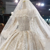 HW280 Real Photo: Removabl Puff Sleeve Wedding Dress+Matching Veil