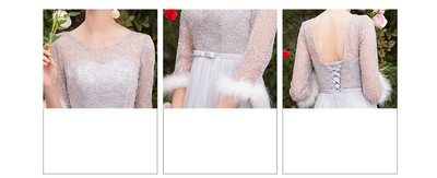 BH116 Elegant 6 styles of long Gray feather Bridesmaid Dresses