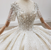 HW281 Real Photo handmade short sleeves sequin Bridal Gown