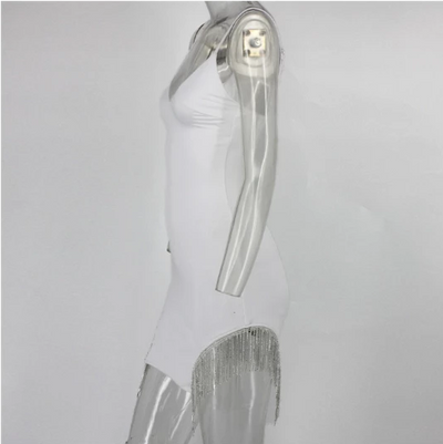 MX189 Sexy tassel mini Dresses (Black/White)