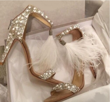 BS118 Fur Rhinestone Bridal Shoes
