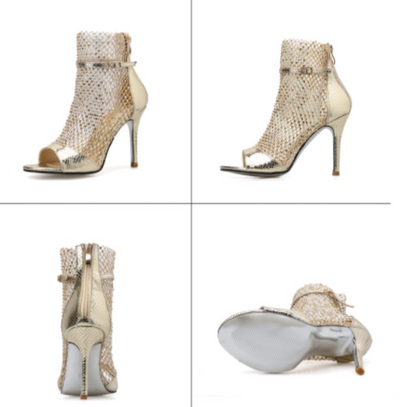 BS120 Mesh Glitter Party Heels ( 3 Colors)