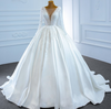 HW283 Real Photo deep v-neck satin pearls Wedding Gown