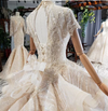 HW75 Luxury high neck short sleeves ruffle style wedding gown