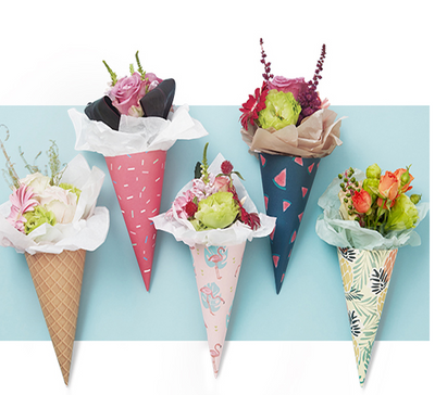 DIY44 : 20pcs/lot Ice Cream Cone Kraft paper for Wedding Flower Holder