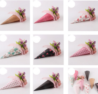DIY44 : 20pcs/lot Ice Cream Cone Kraft paper for Wedding Flower Holder