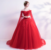 CG162 Real Photo Off the shoulder Wedding dress with cape(2 Colors)