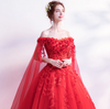 CG162 Real Photo Off the shoulder Wedding dress with cape(2 Colors)