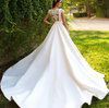 CW250 Hight quality minimal A-line Wedding Gowns with illusion back