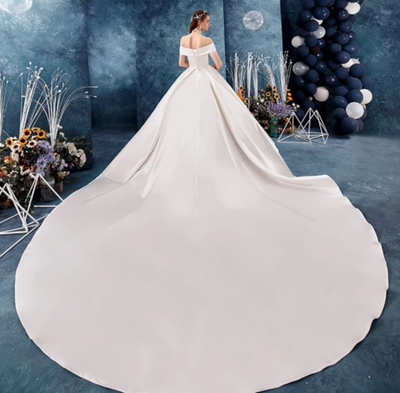CW251 High quality simple satin Wedding dress with pocket