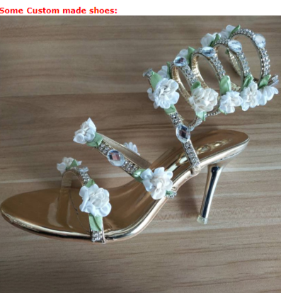 BS128 Custom colors Gladiator Bridal shoes with flowers