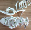 BS128 Custom colors Gladiator Bridal shoes with flowers