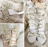 BS128 Custom colors Gladiator Bridal shoes with flowers