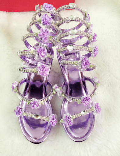 BS128 Custom colors Gladiator Bridal shoes with flowers