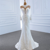 HW294 Real pictures high neck mermaid wedding dress with removable Skirt