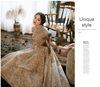 LG375 Luxury Champagne beaded High Low Evening Gown