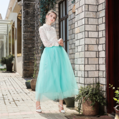 CK52 : 4 layers long tulle skirts ( 17 Colors )