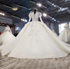 HW299 Luxurious Long Sleeve V-Neck Crystal Beading Sequined Wedding Dress