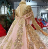 CG180 Luxury Pink High Collar sequined Wedding Dresses