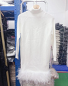 MX262 Winter Turtleneck Long Sleeve Feather Dresses ( 5 Colors)