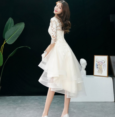 SS138 Champagne High Low Wedding dress