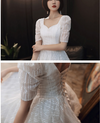 SS140 Simple white sequined short Wedding dress
