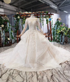 HW89 Glamorous long sleeves sequined lace up Bridal Gown
