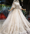 HW90 Princess off the shoulder bead sequin flare sleeves Wedding Gown