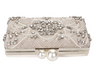 CB132 Crystal Beaded Pearls lock Evening clutch bags(Silver/Apricot)