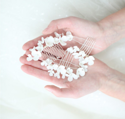 BJ206 :4Pcs White flower Bridal Hair Comb+Pin sets