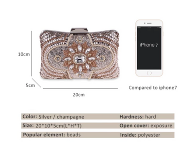 CB134: 2 styles Glitter pearls rhinestone Bridal clutch Bags