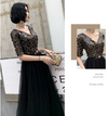 PP356 Black Half sleeves sequined Evening Dress